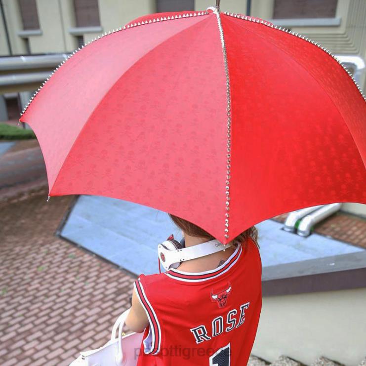 ομπρέλα | PASOTTI 416nt prt w33ne - κόκκινη ομπρέλα με καρφιά και μαύρη λαβή κρανίου 2N6B8530 γυναίκες